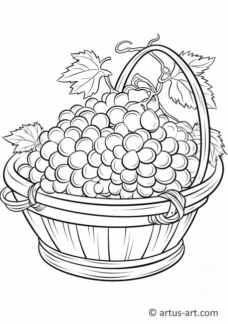 Página para colorear de la cosecha de uvas.